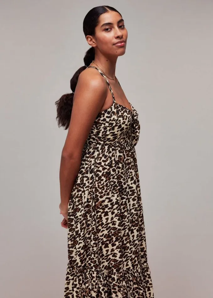Whistles Animal Tie Front Beach Dress Leopard Print Women Dresses