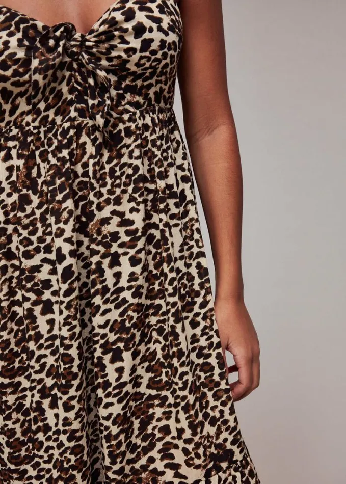 Whistles Animal Tie Front Beach Dress Leopard Print Women Dresses
