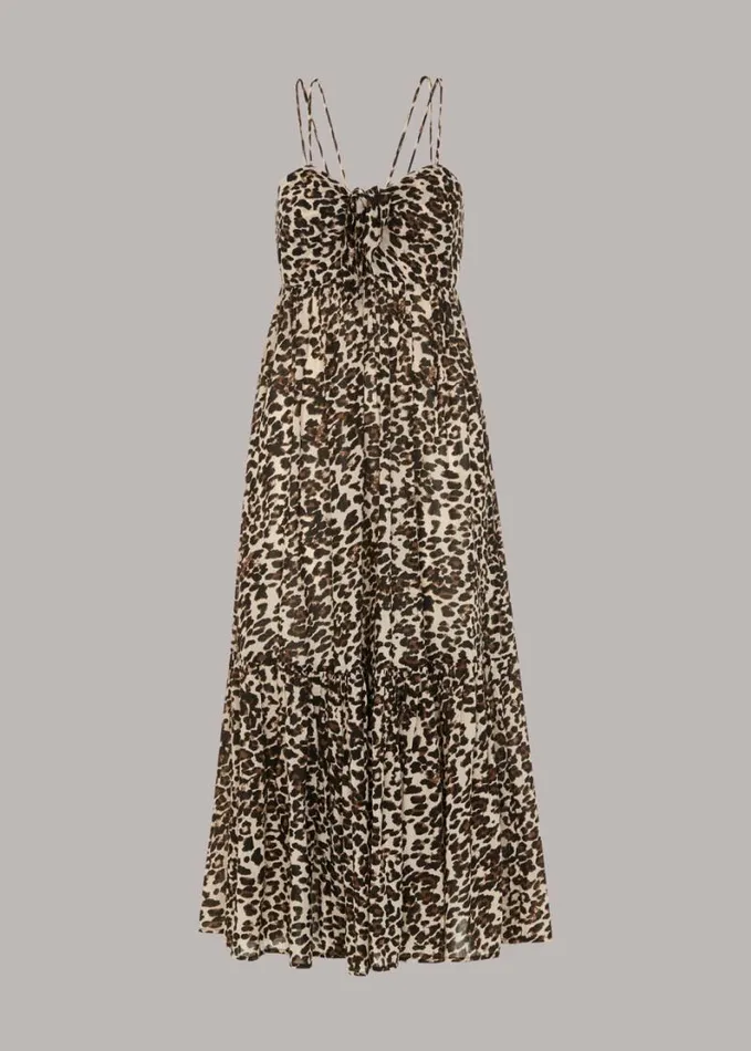 Whistles Animal Tie Front Beach Dress Leopard Print Women Dresses
