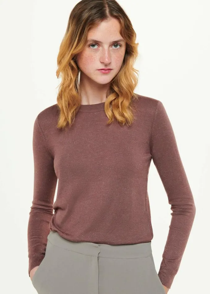 Whistles Annie Sparkle Crew Neck Brown Women Sweaters and Cashmere