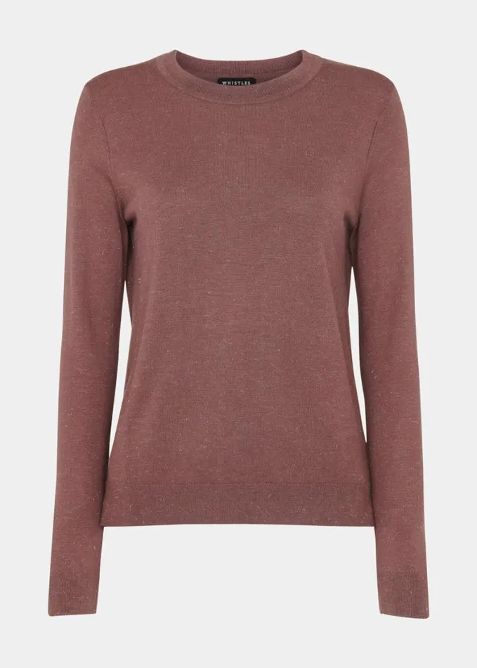 Whistles Annie Sparkle Crew Neck Brown Women Sweaters and Cashmere