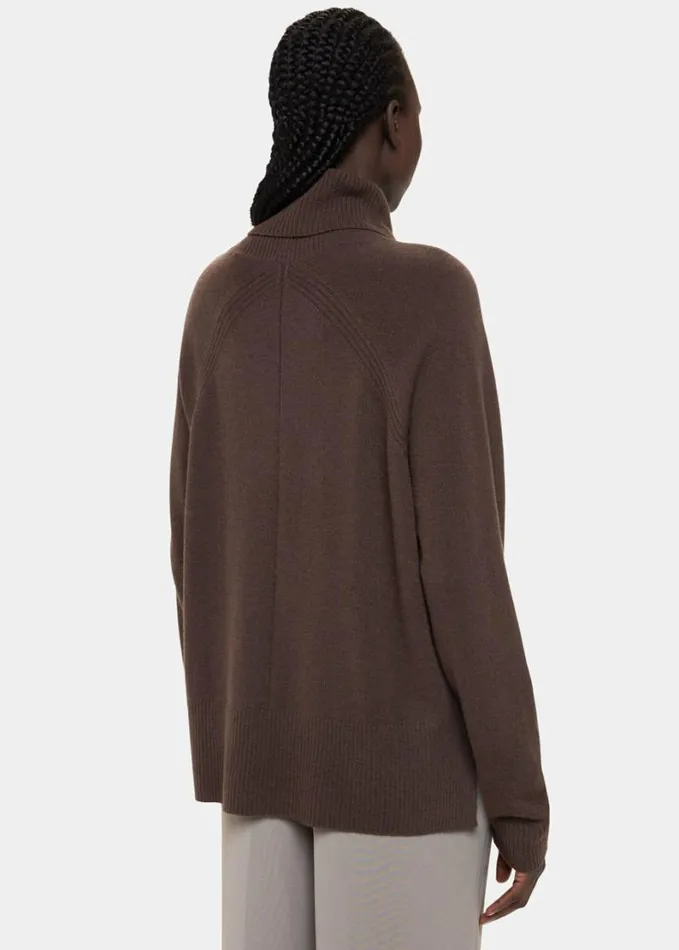 Whistles Cashmere Roll Neck Brown Women Sweaters and Cashmere