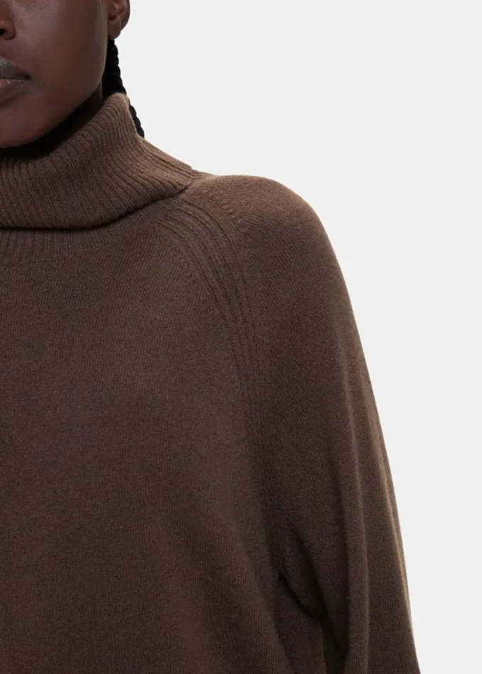 Whistles Cashmere Roll Neck Brown Women Sweaters and Cashmere