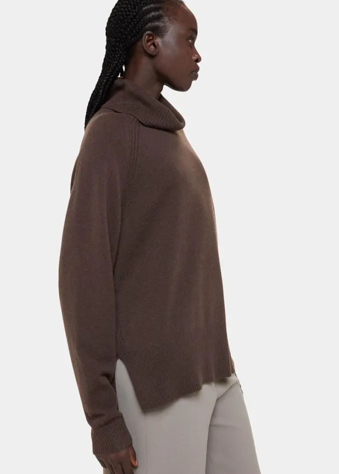 Whistles Cashmere Roll Neck Brown Women Sweaters and Cashmere