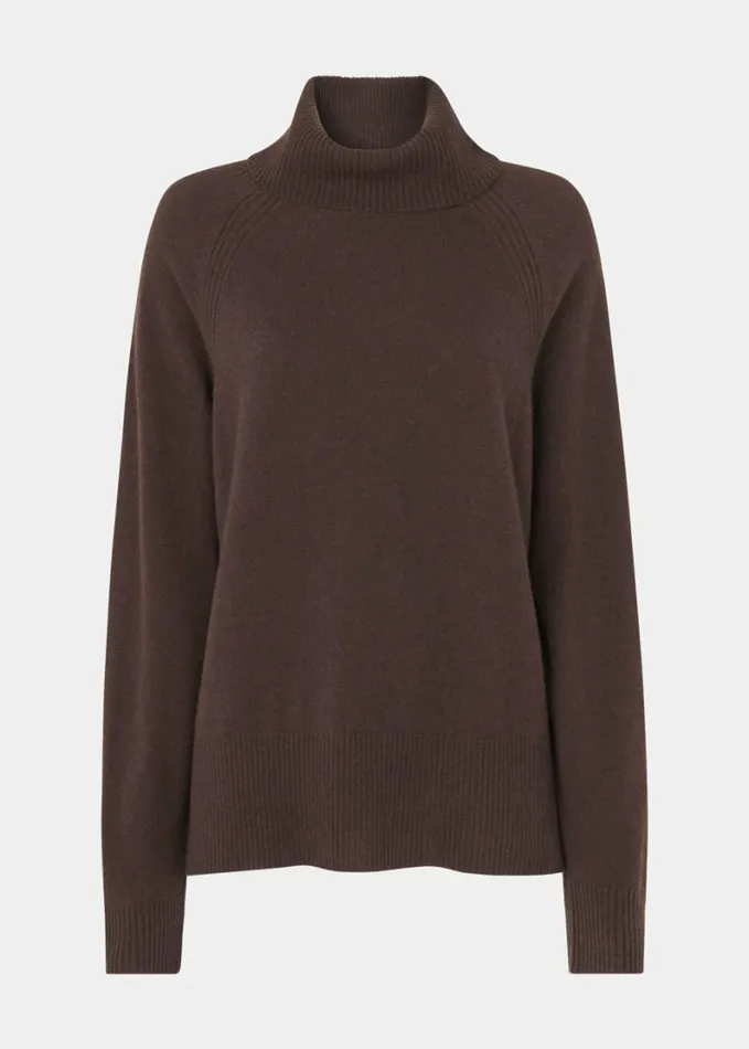 Whistles Cashmere Roll Neck Brown Women Sweaters and Cashmere