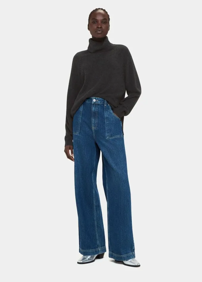 Whistles Cashmere Roll Neck Dark Grey Women Sweaters and Cashmere