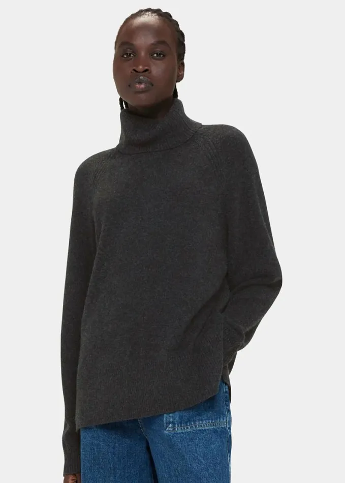 Whistles Cashmere Roll Neck Dark Grey Women Sweaters and Cashmere
