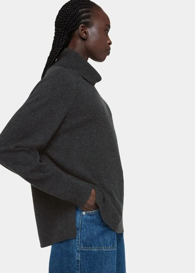 Whistles Cashmere Roll Neck Dark Grey Women Sweaters and Cashmere