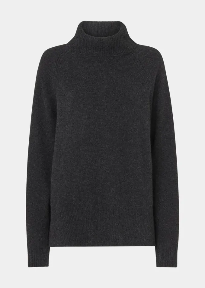 Whistles Cashmere Roll Neck Dark Grey Women Sweaters and Cashmere