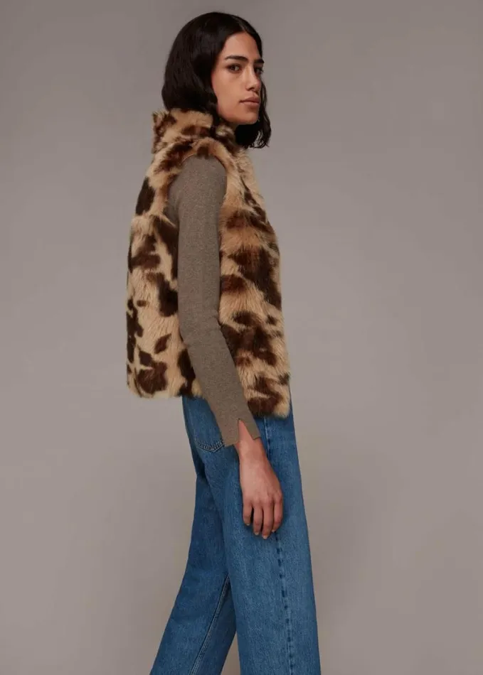 Whistles Cow Print Toscana Gilet Multicolour Women Coats and Jackets