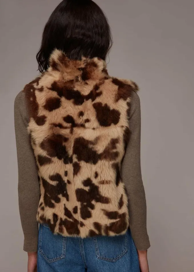 Whistles Cow Print Toscana Gilet Multicolour Women Coats and Jackets