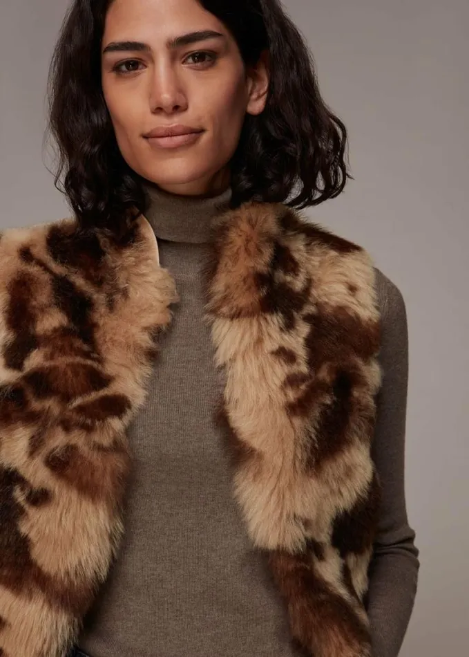 Whistles Cow Print Toscana Gilet Multicolour Women Coats and Jackets