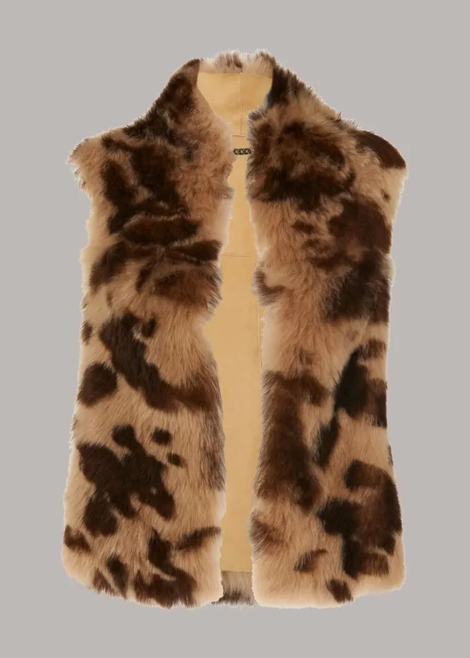 Whistles Cow Print Toscana Gilet Multicolour Women Coats and Jackets