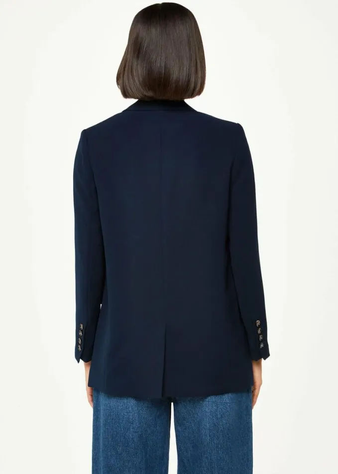 Whistles Crepe Boyfriend Blazer Navy Women Coats and Jackets