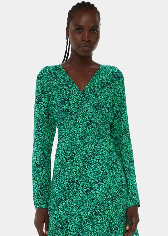 Whistles Dappled Floral Lori Dress Greenmulti Women Dresses