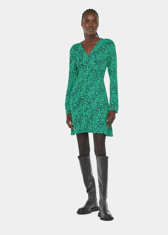 Whistles Dappled Floral Lori Dress Greenmulti Women Dresses