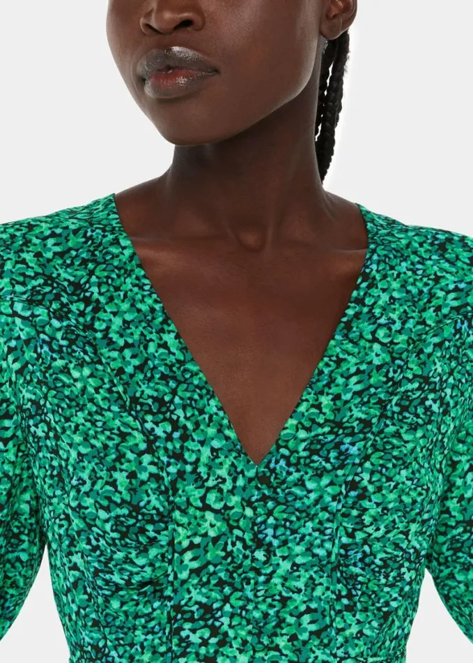 Whistles Dappled Floral Lori Dress Greenmulti Women Dresses