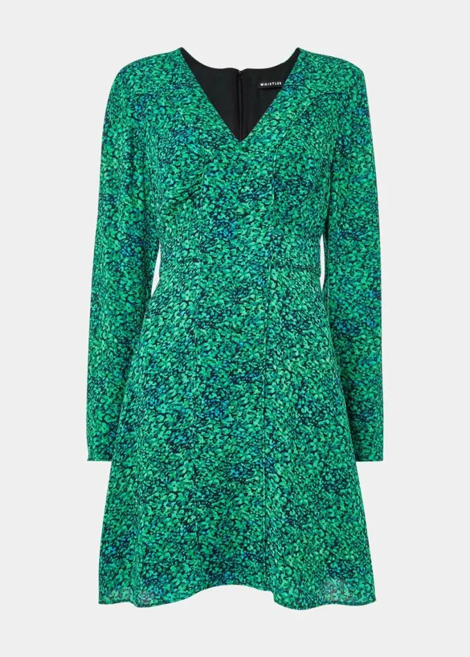Whistles Dappled Floral Lori Dress Greenmulti Women Dresses