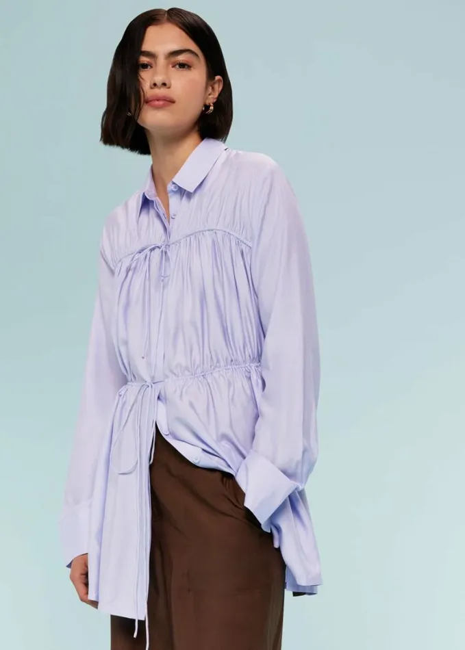 Whistles Drawcord Cut Out Back Shirt Lilac Women Tops