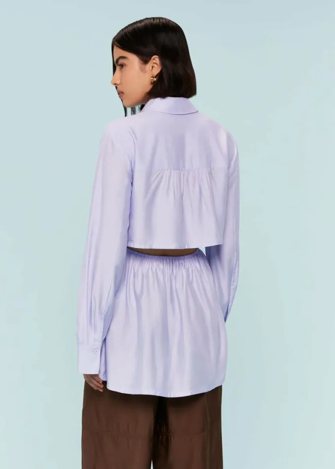 Whistles Drawcord Cut Out Back Shirt Lilac Women Tops