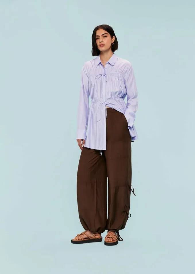 Whistles Drawcord Cut Out Back Shirt Lilac Women Tops