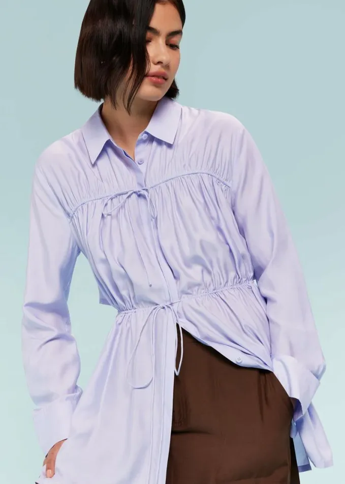 Whistles Drawcord Cut Out Back Shirt Lilac Women Tops