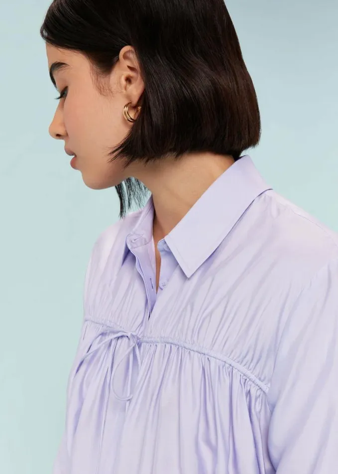 Whistles Drawcord Cut Out Back Shirt Lilac Women Tops