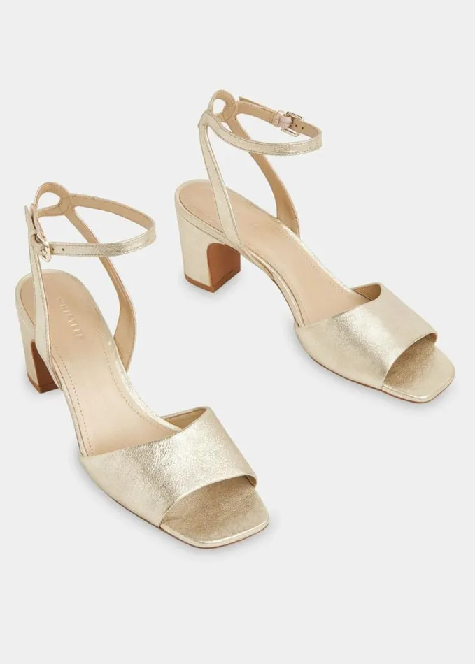 Whistles Emerson Block Heel Sandal Goldmulti Women Wedding Guests