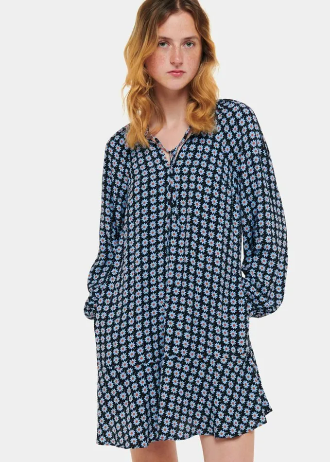 Whistles Floral Dot Flippy Dress Bluemulti Women Dresses