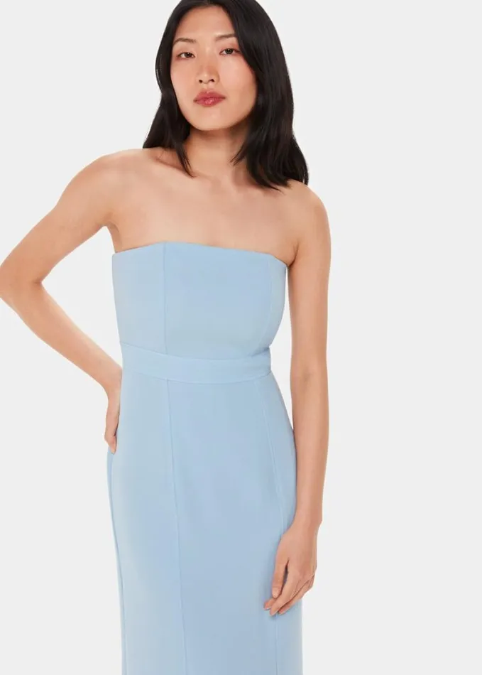 Whistles Gemma Strapless Maxi Dress Pale Blue Women Dresses