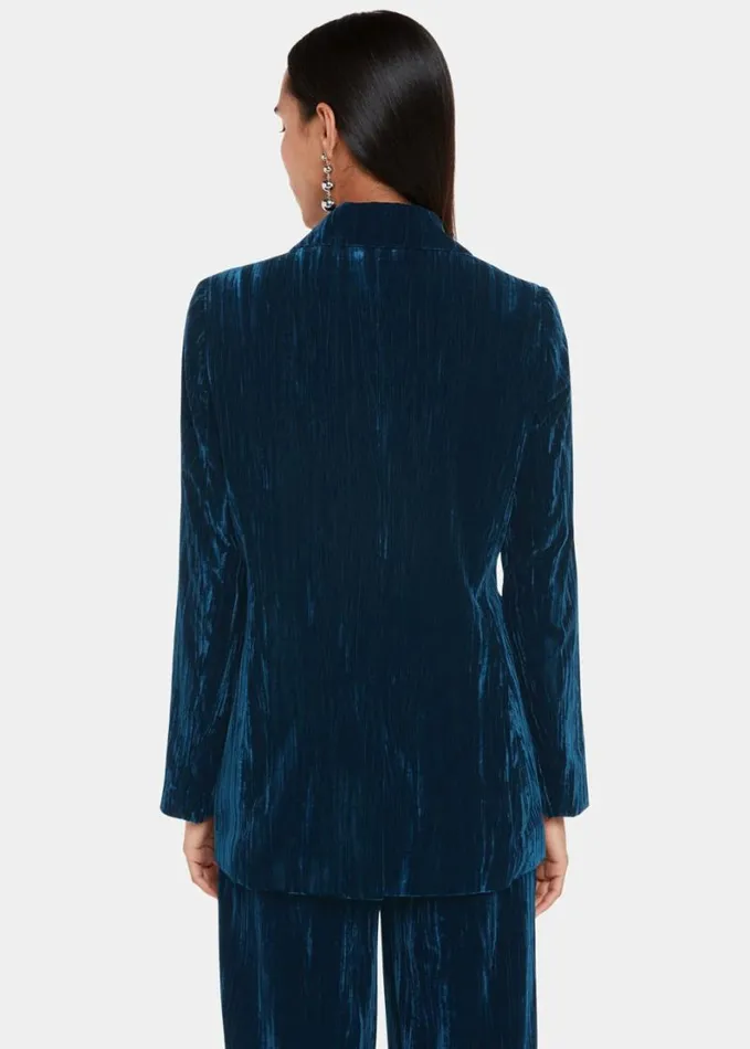 Whistles Hallie Crushed Velvet Blazer Teal Women Tailoring