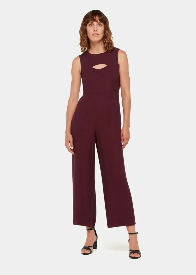 Whistles Harley Cut Out Jumpsuit Burgundy Women Jumpsuits