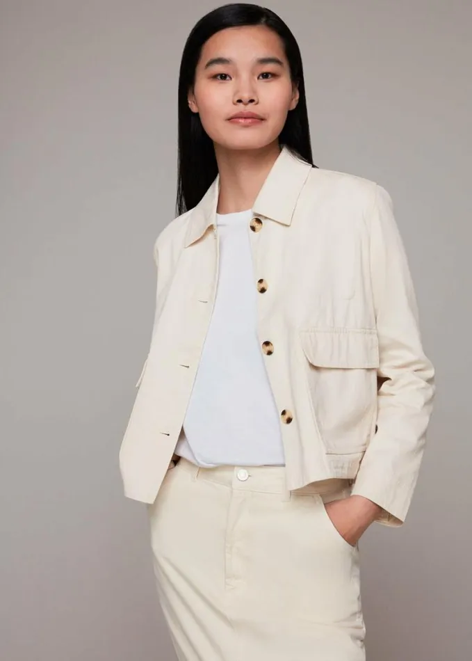 Whistles Marie Casual Jacket Stone Women Coats and Jackets