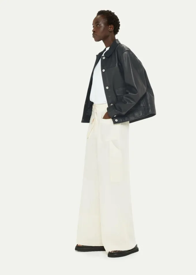 Whistles Natia Leather Overshirt Black Women Coats and Jackets