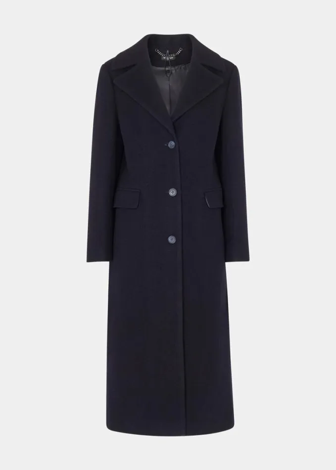 Whistles Petite Amalia Longline Coat Navy Women Petite Coats and Jackets
