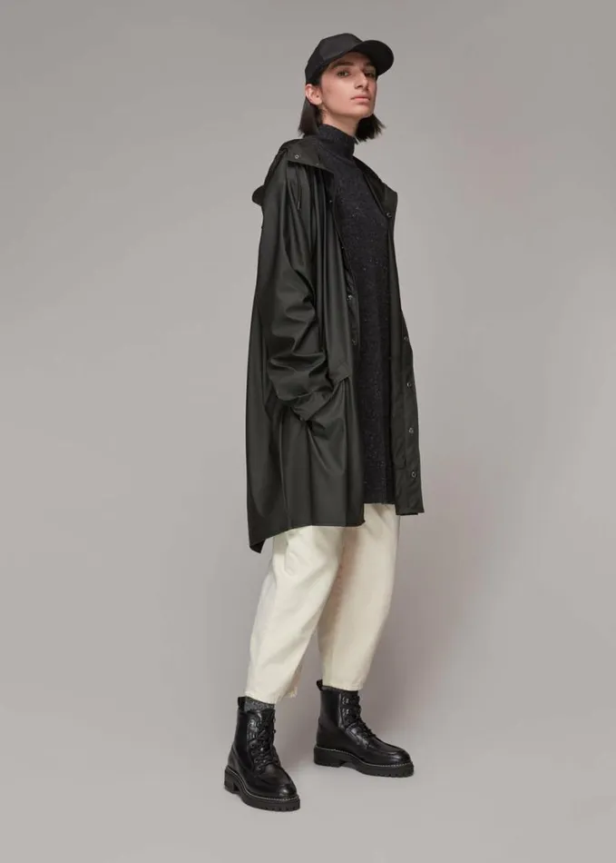Whistles Rains Long Hooded Jacket Black Women Coats and Jackets