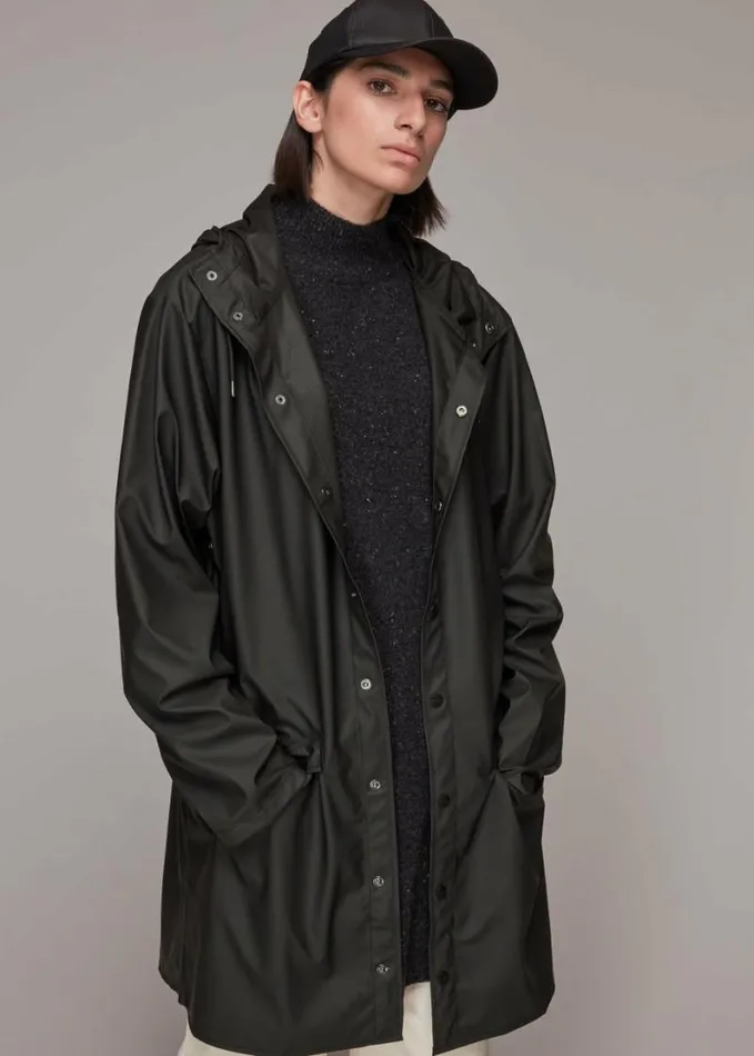 Whistles Rains Long Hooded Jacket Black Women Coats and Jackets