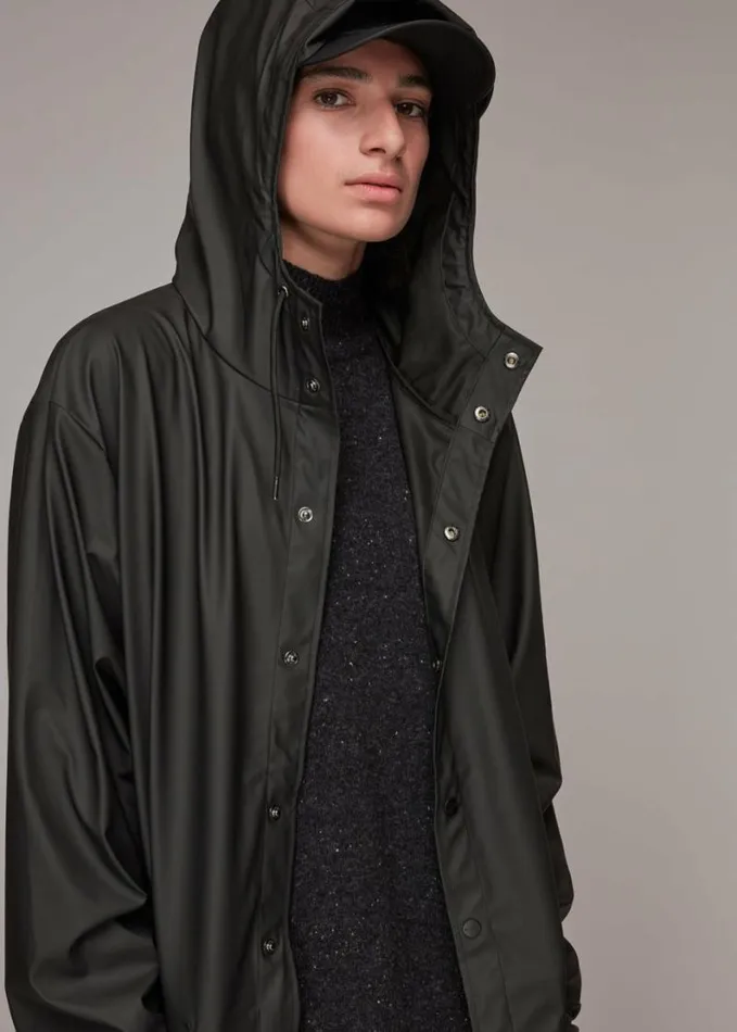 Whistles Rains Long Hooded Jacket Black Women Coats and Jackets