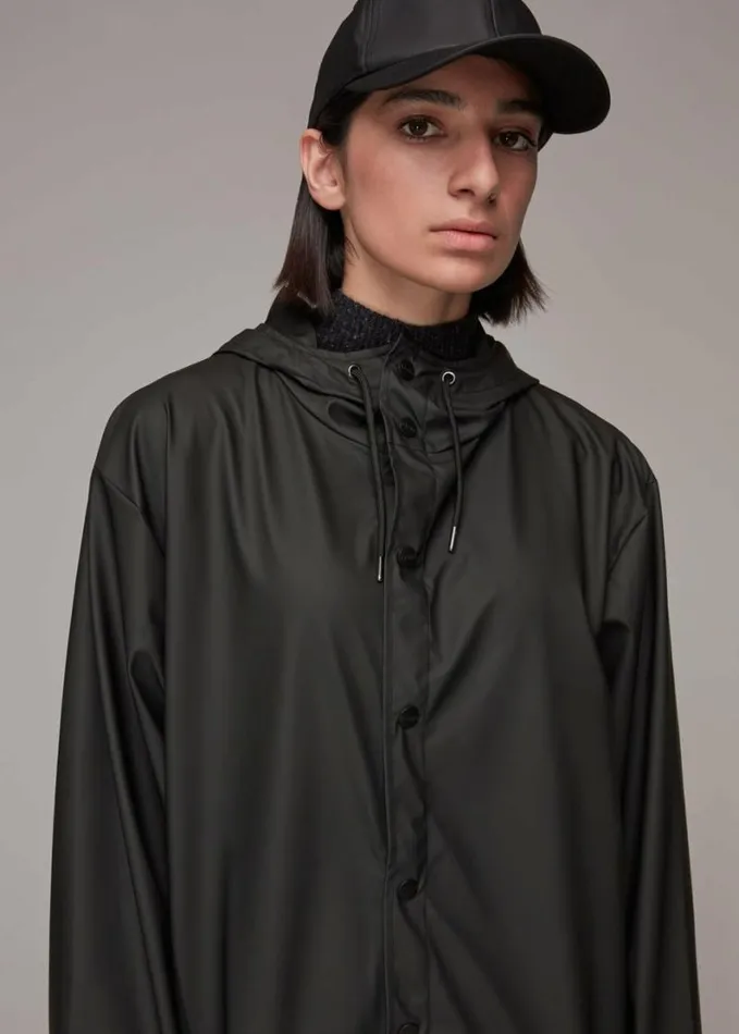 Whistles Rains Long Hooded Jacket Black Women Coats and Jackets