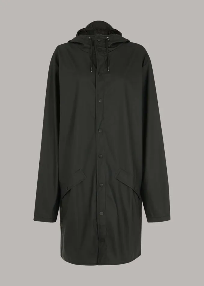 Whistles Rains Long Hooded Jacket Black Women Coats and Jackets