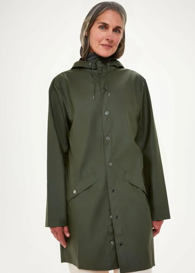 Whistles Rains Long Jacket Dark Green Women Coats and Jackets