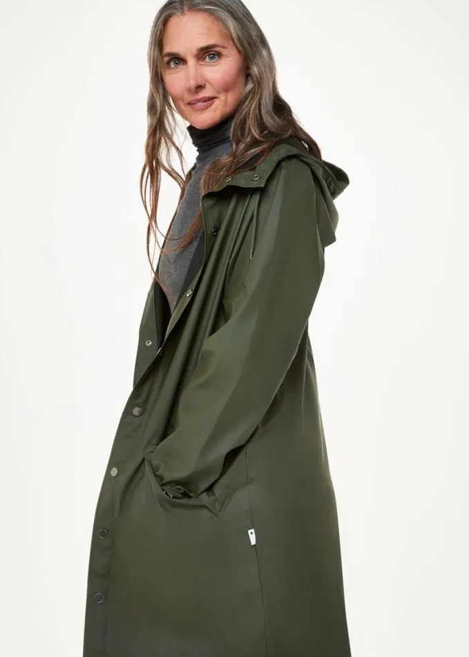 Whistles Rains Long Jacket Dark Green Women Coats and Jackets