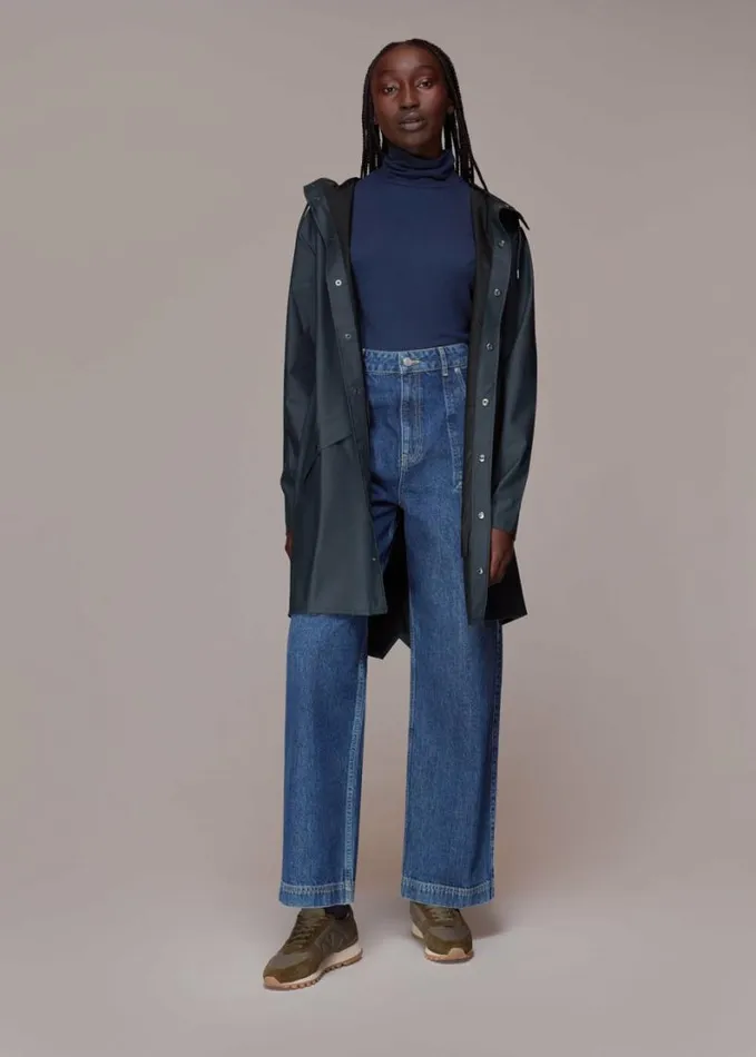 Whistles Rains Long Jacket Navy Women Coats and Jackets