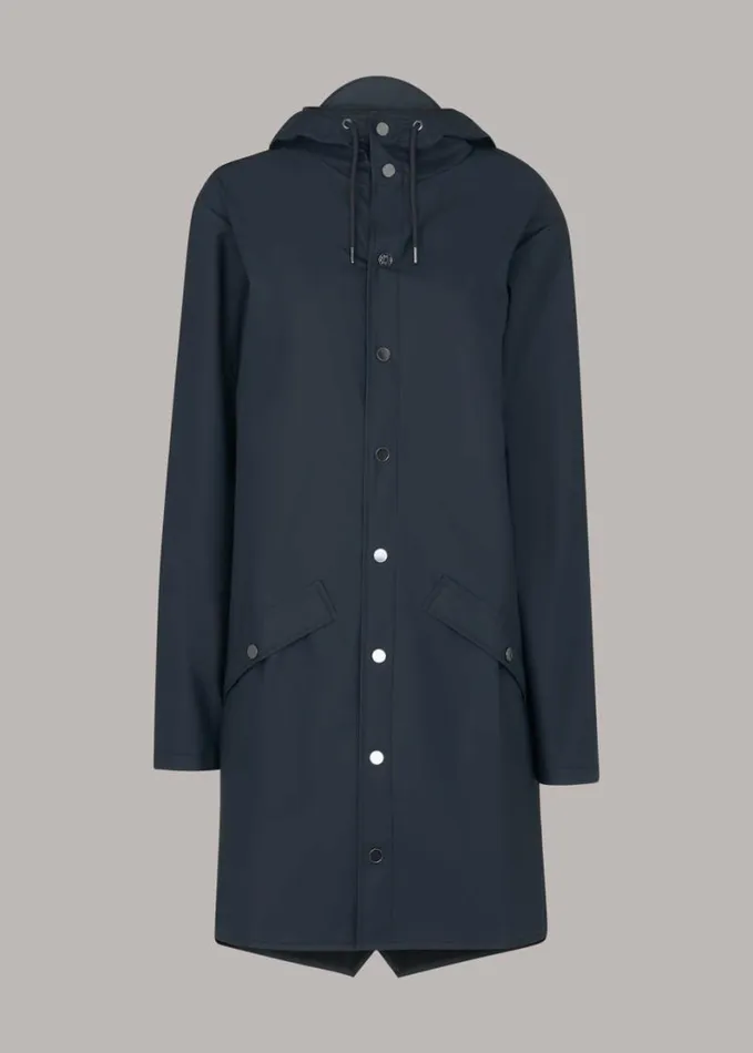Whistles Rains Long Jacket Navy Women Coats and Jackets
