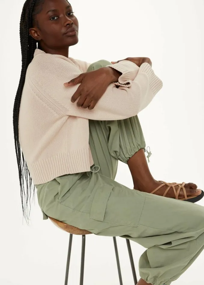 Whistles Ribbed Detail Cotton Cardigan Ivory Women Sweaters and Cashmere