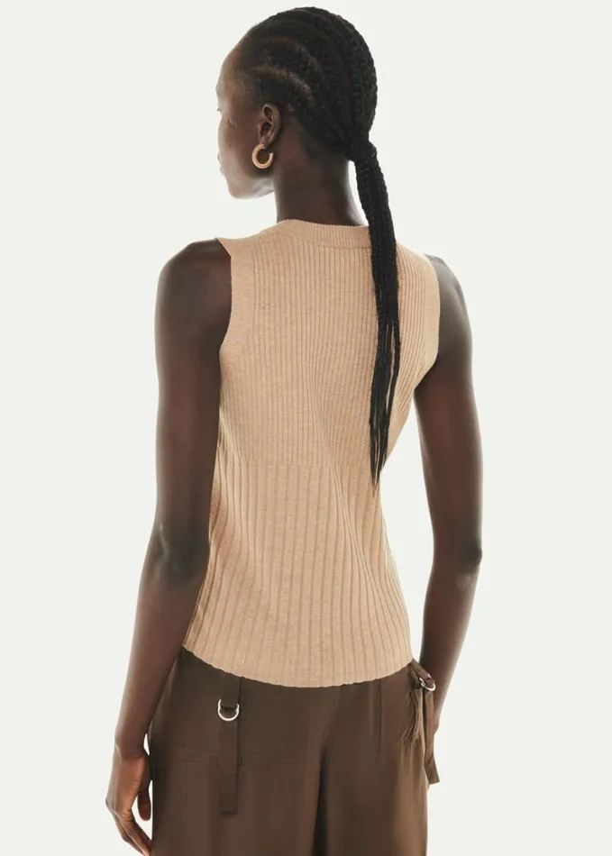 Whistles Ribbed Tank Camel Women Sweaters and Cashmere
