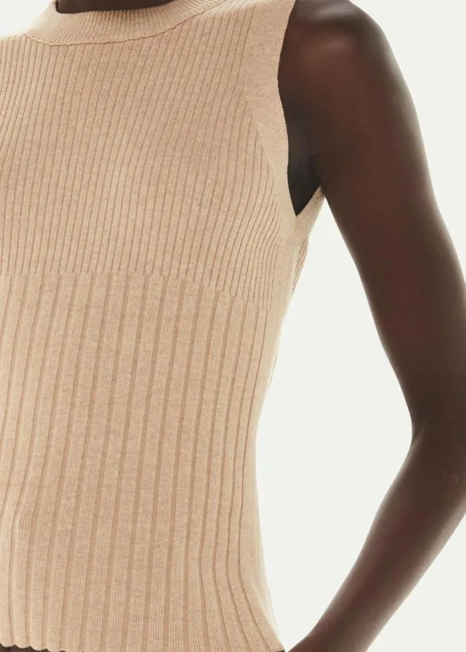 Whistles Ribbed Tank Camel Women Sweaters and Cashmere