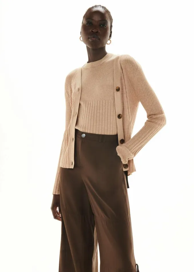 Whistles Ribbed Tank Camel Women Sweaters and Cashmere