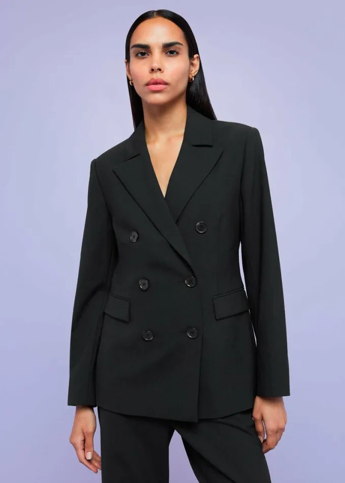 Whistles Sian Wool Blend Blazer Black Women Coats and Jackets