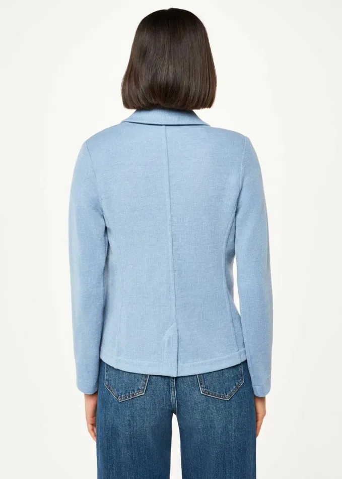 Whistles Slim Jersey Jacket Blue Women Coats and Jackets